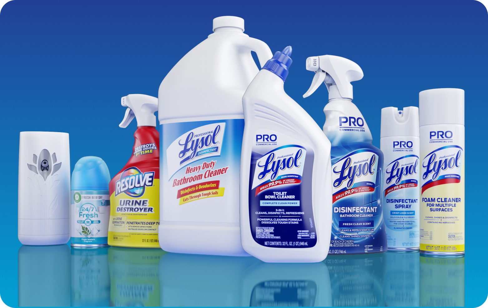 Lineup of Lysol Pro Solutions Products